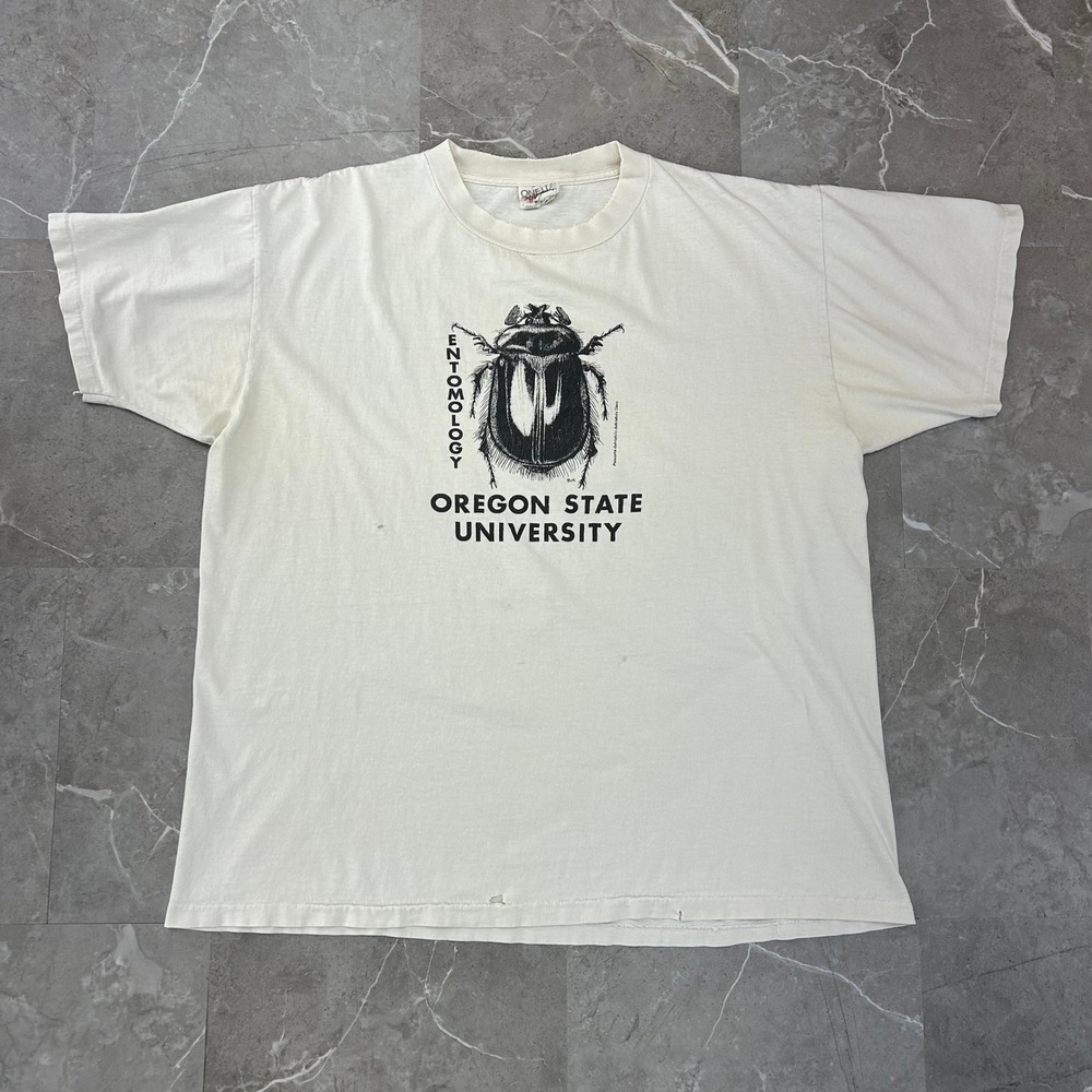 90s Vintage Entomology Graphic Tee Mens XL Distressed Bug Shirt Oregon State
